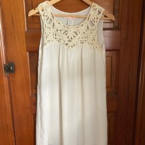 White Mini Dress Crochet Neck